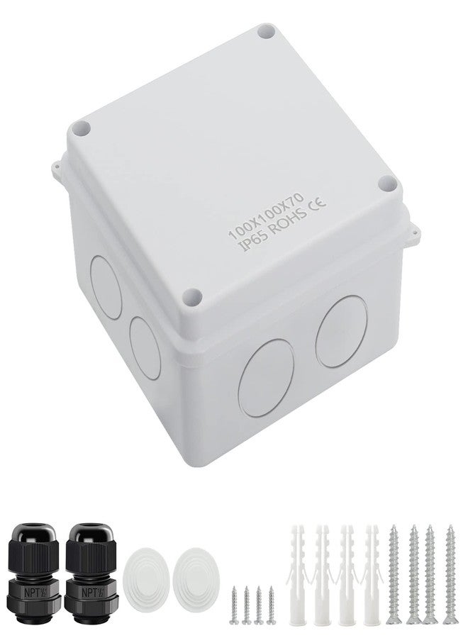 LeMotech Junction Box, Electrical Box IP65 Water Resistant Dustproof ABS Plastic Project Enclosure for Electronics White, External Size 3.9 x 3.9 x 2.8 inch - Image 1